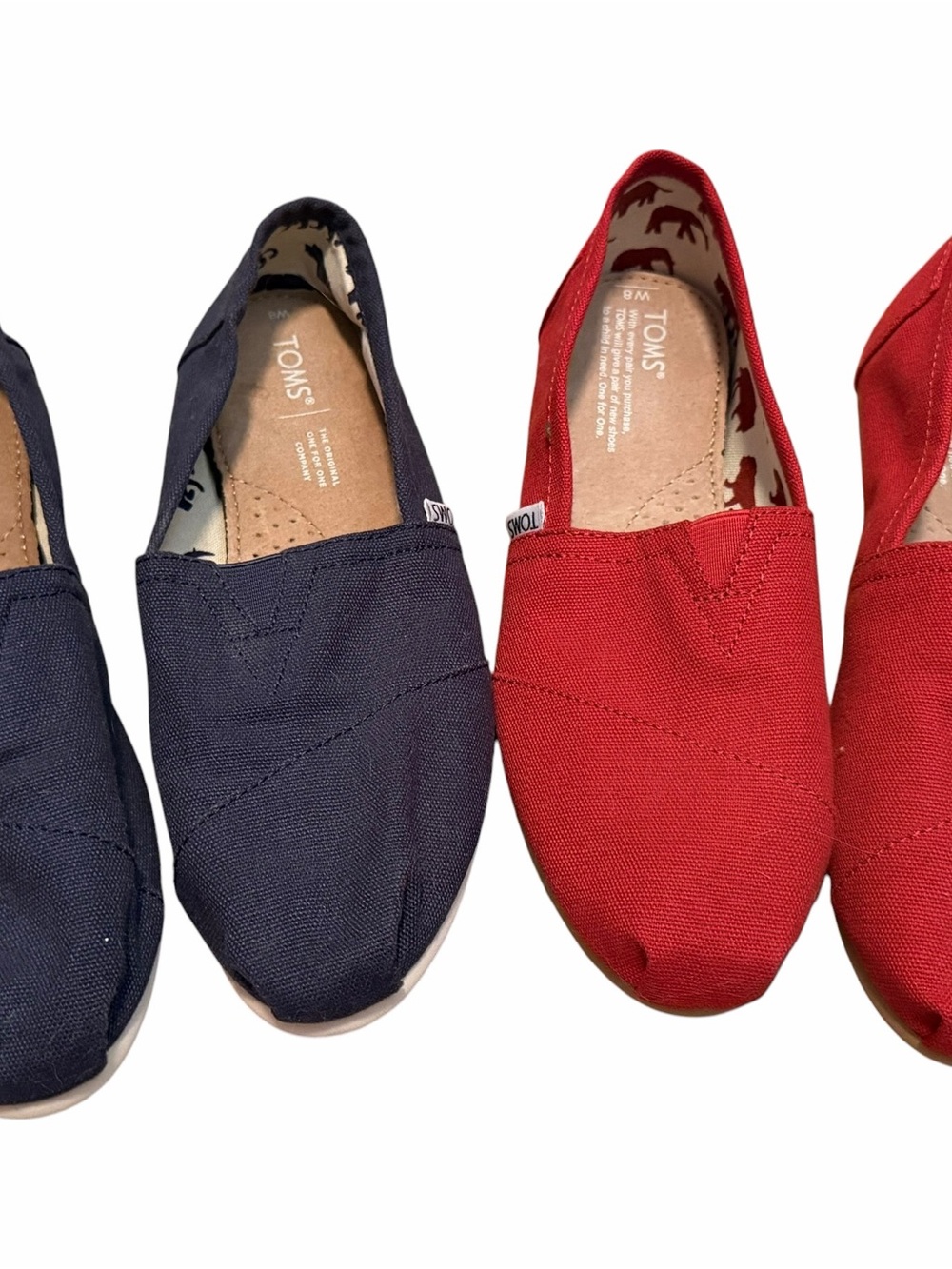 TOMS women’s Classic Canvas Slip-On Shoes - Red & Navy